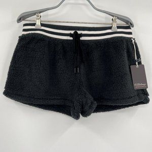 PJ Salvage Cozy Sherpa Lounge Pajama Short sz L Charcoal Gray Faux Fur RPBOS NWT